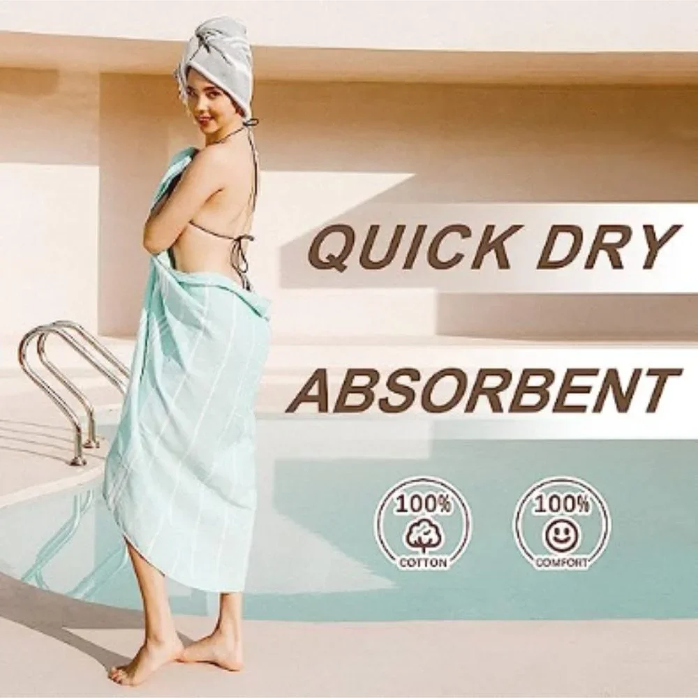 Turkish Cotton Beach Towel - Oversized / Lightweight Cotton Beach Towel